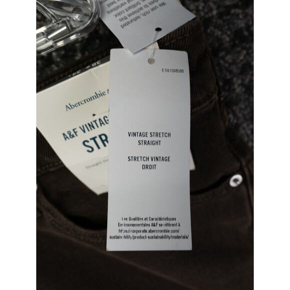 Abercrombie & Fitch Jeans Mens 36x34 Brown Vintage Stretch Straight Preppy NWT - Picture 12 of 16